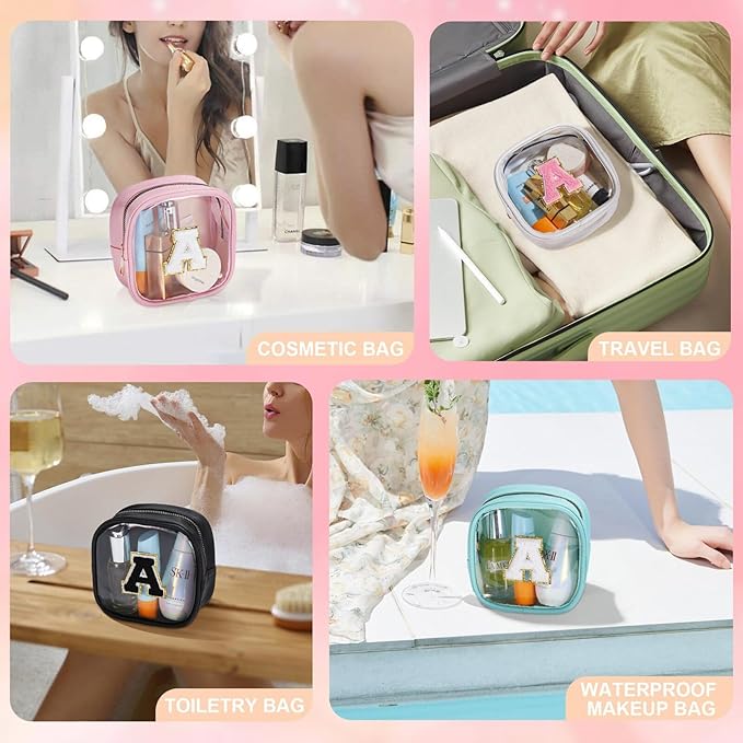 YOOLIFE Initial Make Up Bag Travel Toiletry Bag, Clear Makeup Bag Preppy Cosmetic Bags Organizer Travel Essentials Gifts for Women Teen Girlfriend Teacher Mom Birthday Mothers Day Gifts-BrightBean Baby
