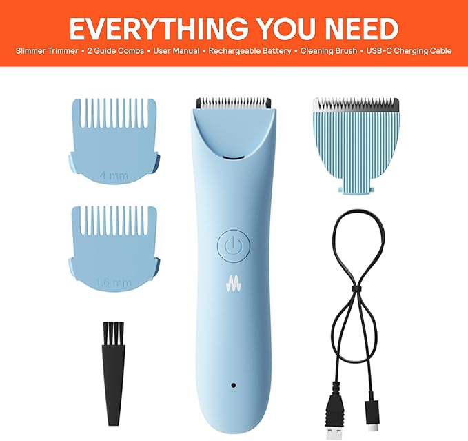 MERIDIAN Slimmer Trimmer – Electric Razor for Women, Bikini Line & Pubic Hair Trimmer, Rechargeable & Waterproof, Painless, Flawless Shave for Sensitive Skin, Gentle, Quiet & Travel-Friendly, Sky-BrightBean Baby