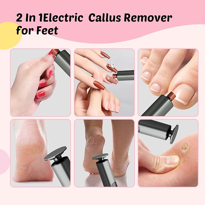 Electric Foot Callus Remover & Nail File - Electric Callus Remover for Feet, 9 Adjustable Speeds, 1800mAh Rechargeable, Portable Aluminum Body w/Type-C Charging for Home & Travel (Black)-BrightBean Baby