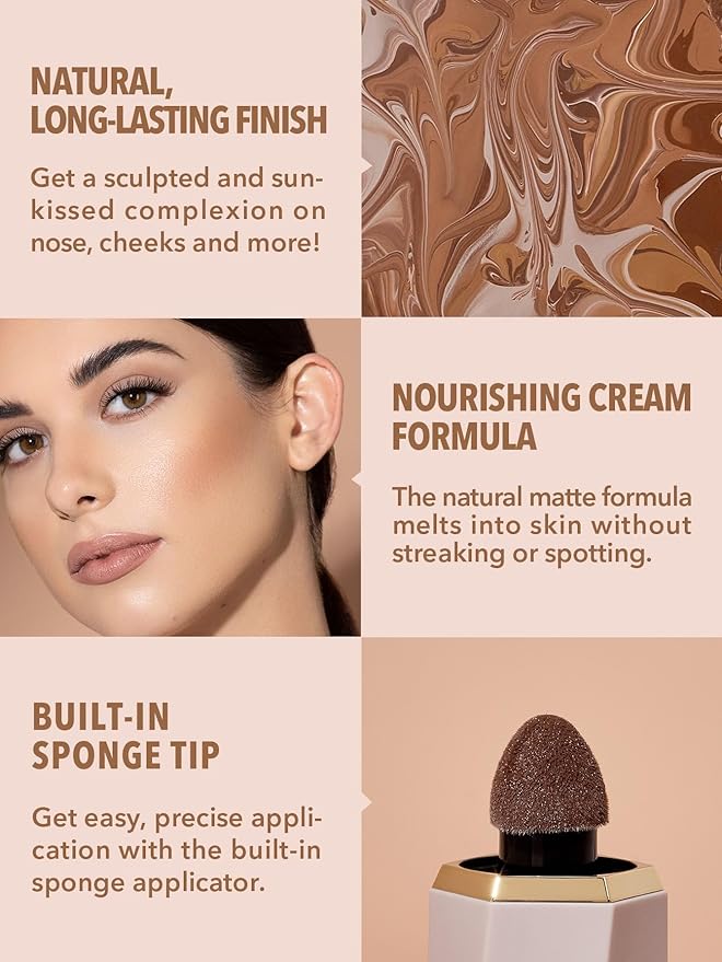 SHEGLAM Sun Sculpt Cool Toned Liquid Contour Stick Long Lasting Cream Bronzer Makeup - Earthy Sepia-BrightBean Baby