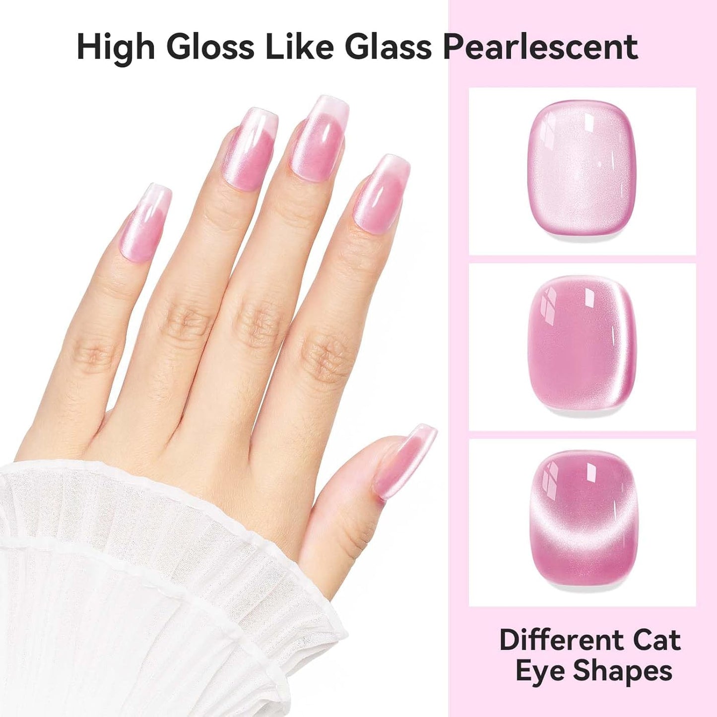 Cat Eye Gel Nail Polish, Moonlight Glitter Holographic Cateye Nail Polish with Magnet 12ML, Magnetic Mirror Glass Ceramics Smoothie UV Gel for Nail Art Manicure DIY at Home-BrightBean Baby