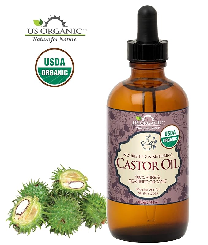 US Organic Castor Oil, USDA Certified Organic,Expeller Pressed, Hexane Free, 100% Pure & Natural moisturizing and emollient properties, For Skin, Hair Care, Eyelashes, DIY projects (4 oz (115 ml))-BrightBean Baby