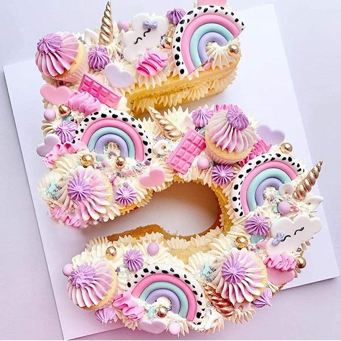 Ducodocu Large Silicone Number Cake Mould 3D Novelty Cake Pan DIY Baking Mold for Birthday Anniversary Number of 5