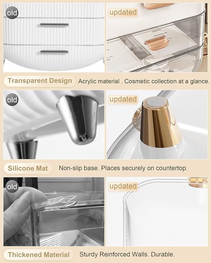 Makeup Organizer, Skincare Holder Bathroom Counter Organizer, Storage Box Cosmetic Display Cases, Teen Girl Gifts Trendy Stuff Make up Organizers for Vanity, Dresser, Countertop (Rose Gold)-BrightBean Baby