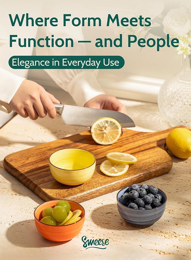 Sweese 4 Oz Porcelain Bowls Set - 6 Mini Dip Bowls, Multicolor, Dishwasher, Microwave Safe