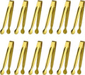 Small Serving Tongs,Ice Tongs,Sugar Tongs,Kitchen Tiny Tongs for Appetizers,Golden,12 PCS(6.3 Inch)