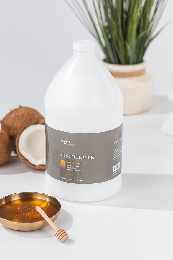 Zogics Organics Conditioner – Organic Conditioner for Hair, Hydrating Deep Conditioner with Natural Ingredients like Honey Powder, Aloe Vera, Avocado, and Jojoba (Honey Coconut, 4 Gallon Case)-BrightBean Baby