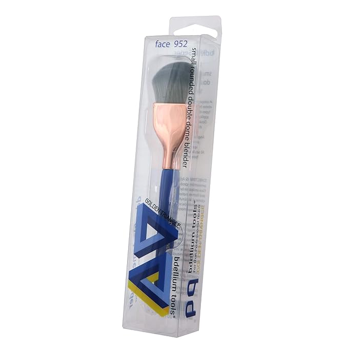 Bdellium Tools Professional Makeup Brush - Golden Triangle 952 Small Rounded Double Dome Blender - With All Vegan and Soft Synthetic Fibers, For Application & Blending (Blue, 1pc)-BrightBean Baby