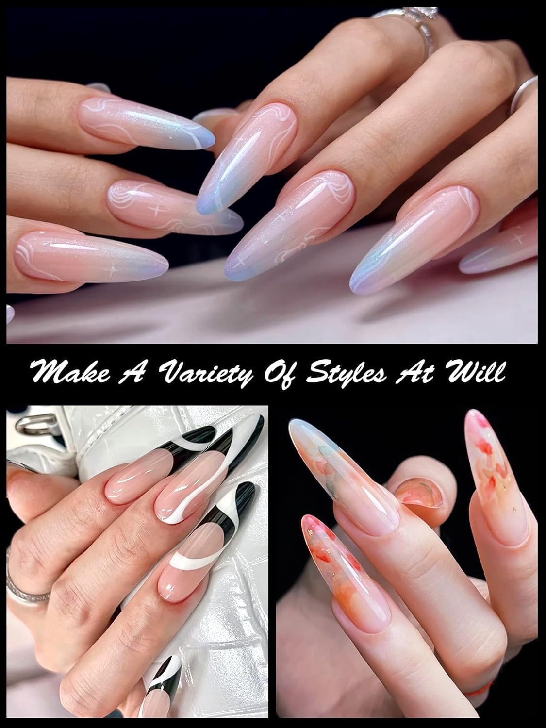 EBANKU Dual Forms for Poly Nail Gel 120CS Ballerina Dual Nail Forms Molds Acrylic Nail Tips Full Cover 12 Sizes for Builder Nail Gel Manicure Nail Art Design Salon DIY at Home-BrightBean Baby