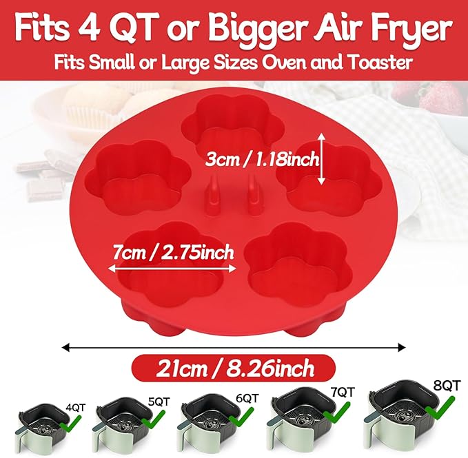 Silicone Air Fryer Muffin Pan Egg Bite Mold for Oven Baking,1 Pcs Mini Muffin Tins Cups Cake Pan Tray for Air Fryer Liners Basket Accessories Baking Muffin Cakes Pancake Quiche