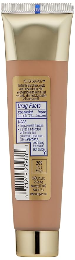 L'oreal Paris Visible Lift Blur Foundation, 209 True Beige, 1.3 Fluid Ounce-BrightBean Baby