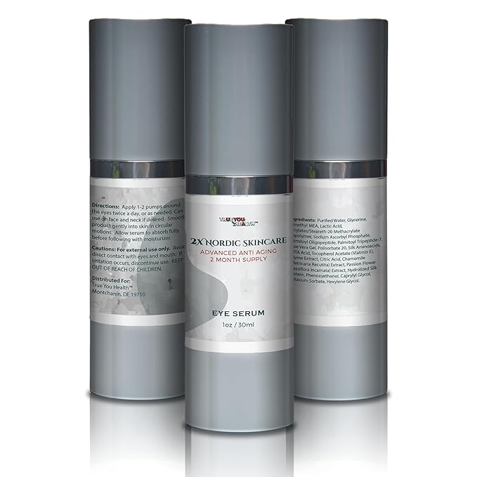 2x Nordic Skincare Serum - 2 Month Supply - Anti Aging Eye Serum - Contains Vitamin C for Dark Circles - Anti Aging Skincare Moisturizing Serum with Aloe Vera & Vitamin E - Improve Wrinkles & Eye Bags-BrightBean Baby