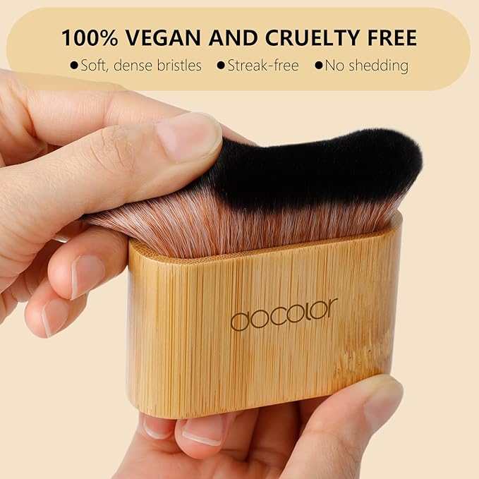 docolor Self Tanner Brush Large Body Makeup Brush, Soft Vegan Tanning Brush no stripes, for Foundation, Self-tanner, Bronzer, Self Tan Back Applicator Body + Face Self-Tan Blending Brush Gift Box-BrightBean Baby
