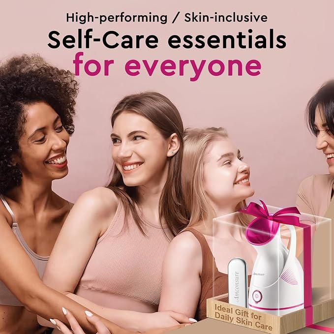 Amconsure Facial Steamer - Nano Ionic Face Steamer Warm Mist Steamer for Home Sauna SPA, Humidifier for Face Steamer for Deep Cleaning Unclogs Pores Sinuses - Bonus 5 Piece Stainless Steel Skin Kit-BrightBean Baby