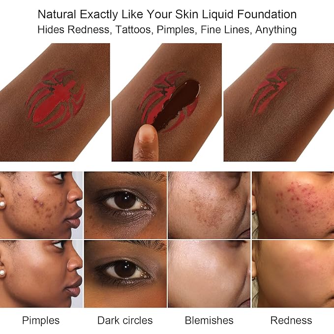 Liquid Concealer Makeup 4Pcs,Corrector Foundation for Black Women Oily Dry Skin, Foundation Concealer in One Primer Face Makeup Full Coverage, Advanced Pore Minimizer, Lightweight All-Day Hold,0.67 oz-BrightBean Baby