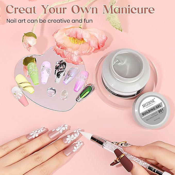 MIZHSE Clear Solid Builder Gel For Nails, 30g Non-Sticky Nail Extension Hard Builder Gel, Nail Strengthen 3D Sculpting Nail Art for Carving Modeling Soak Off Manicure Home-BrightBean Baby