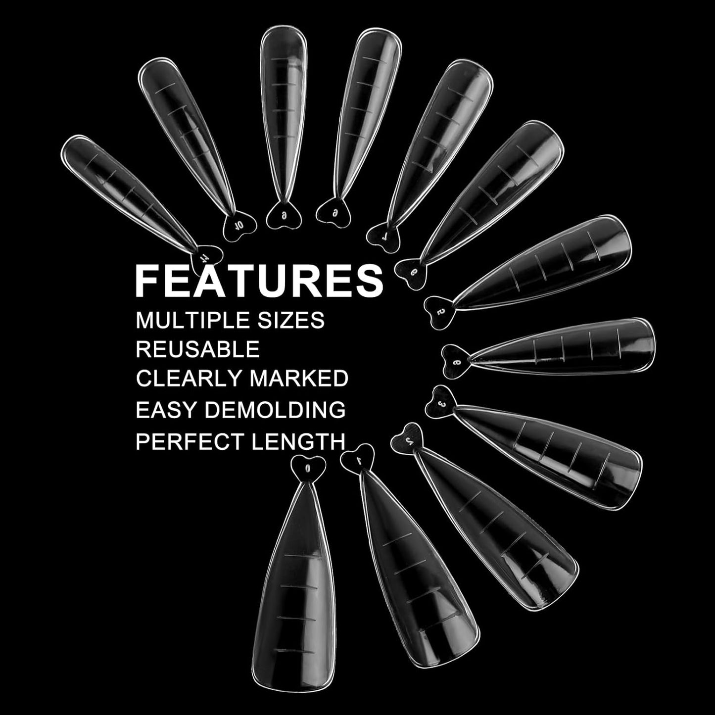 120Pcs Dual Nail Forms,Flat Stiletto Extension Poly Nail Gel Nail Forms Full Cover Reusable Nail Molds 12 Sizes for Solid Nail Gel Glue Nail Art Design Salon&DIY-BrightBean Baby