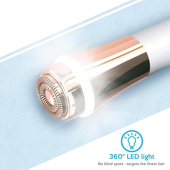 Facial Hair Remover for Women Painless Flawless Electric Razor Epilator Trimmer Shaver with 18K Gold-Plated, 16mm Dual Ring Floating Head, USB Rechargeable, 360° LED for Face Lip Hair Removal-BrightBean Baby