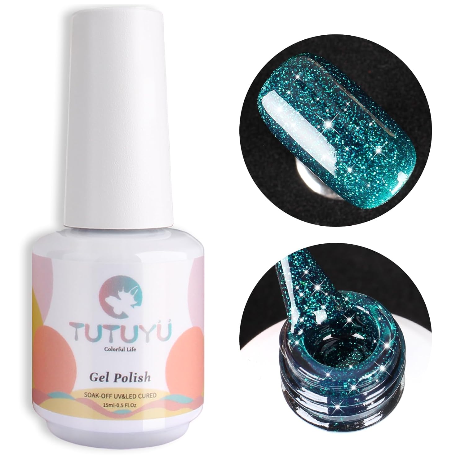 Glitter Gel Polish, Sparkly Shimmer Green Gel Nail Polish, 15ml Soak Off UV Gel Nail Polish for DIY Manicure, St. Patrick's Day Christmas Green Color Gel - GP0063-BrightBean Baby