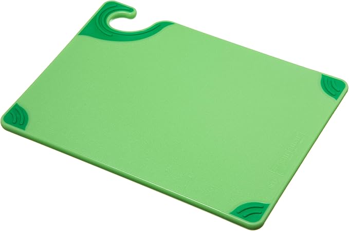San Jamar Saf-T-Grip Plastic Cutting Board with Safety Hook, 9" x 12" x 0.375", Green, (Pack of 6)