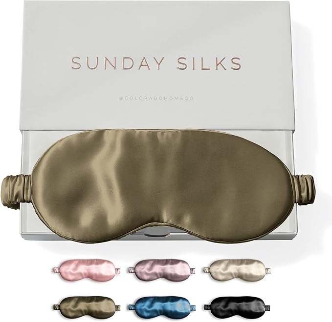 SUNDAYSILKS™ Exclusive Mulberry Silk Sleep Mask | Soft Eye Covers, Blackout Sleeping Mask for Women & Men | Silk Eye Mask for Sleep, Travel, and Relaxation | Antifaz para Dormir [Olive]-BrightBean Baby