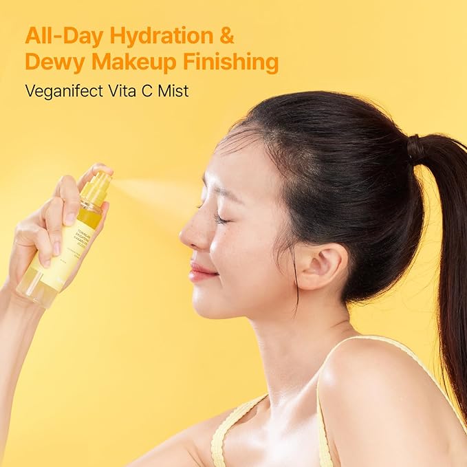 Vitamin C Mist with Niacinamide & Glutathione, Glow Mist for Dewy Skin, Makeup Setting Spray for face, Korean Skin Care, Vegan, 3.38 Fl Oz-BrightBean Baby