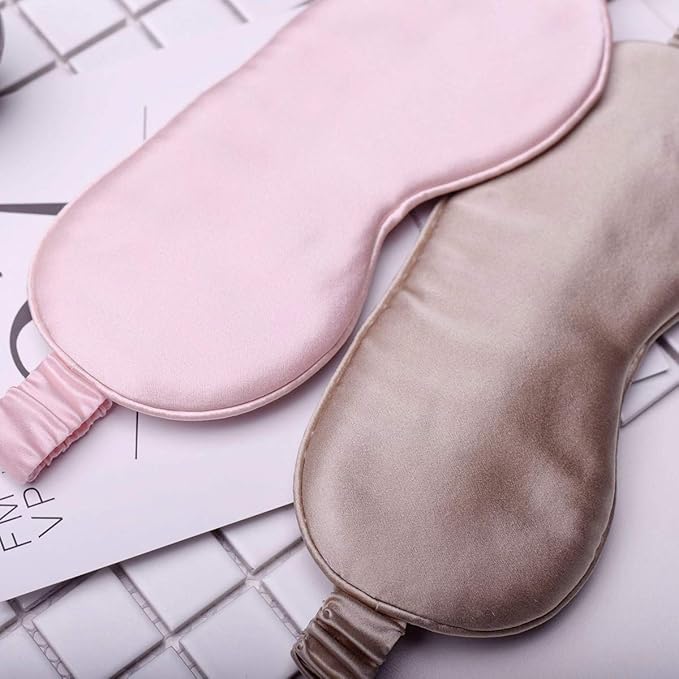 Silk Sleep Mask Light Blocking Luxury 100% Mulberry 19mm Silk Eye Mask Eye Cover Blindfold Ultra Soft Light & Comfy Anti Aging Skin Care with Travel Bag Gift Package-BrightBean Baby