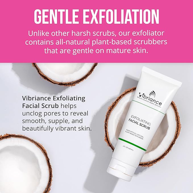 Vibriance Ultra-Gentle Face Scrub, 4 fl oz - Exfoliating Facial Wash Unclogs Pores - Sulfate and Paraben-Free Exfoliator For All Skin Types - Made with Natural Ingredients-BrightBean Baby