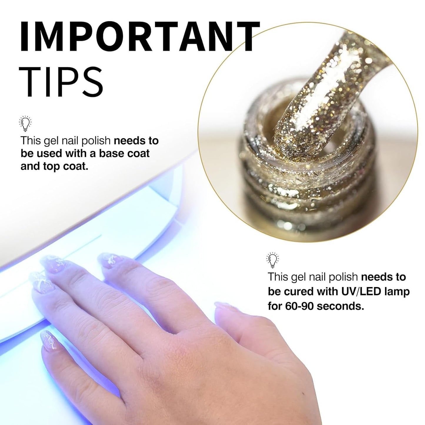 CANNI Gold Glitter Gel Polish – 9ML Chunky Sparkly Soak-Off UV/LED Nail Gel, Golden Flakes Finish for DIY Manicure, French Tips, or Salon Use-BrightBean Baby