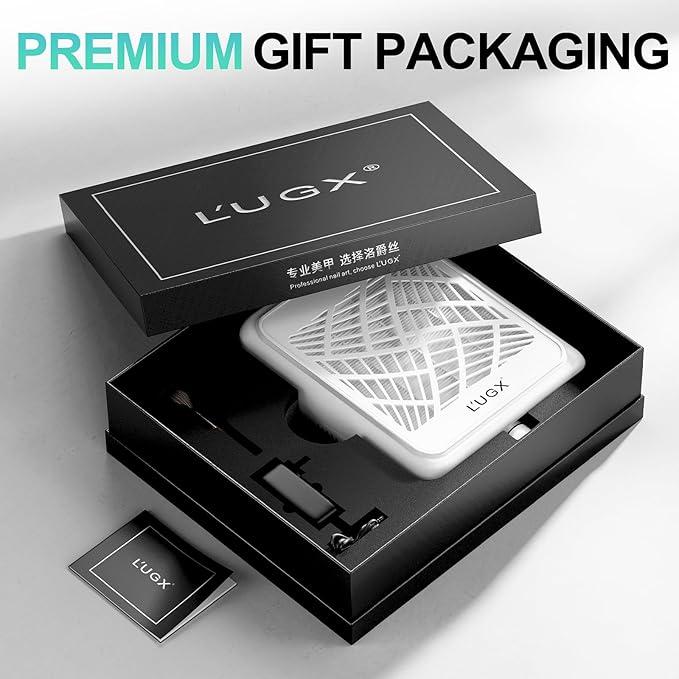 L'UGX Rechargeable Nail Dust Collector with 2 Reusable Filter, Professional Nail Vacuum Dust Collector Nail Tech Fan Extractor Powerful Suction Machine, Perfect for Home Salon Use-BrightBean Baby