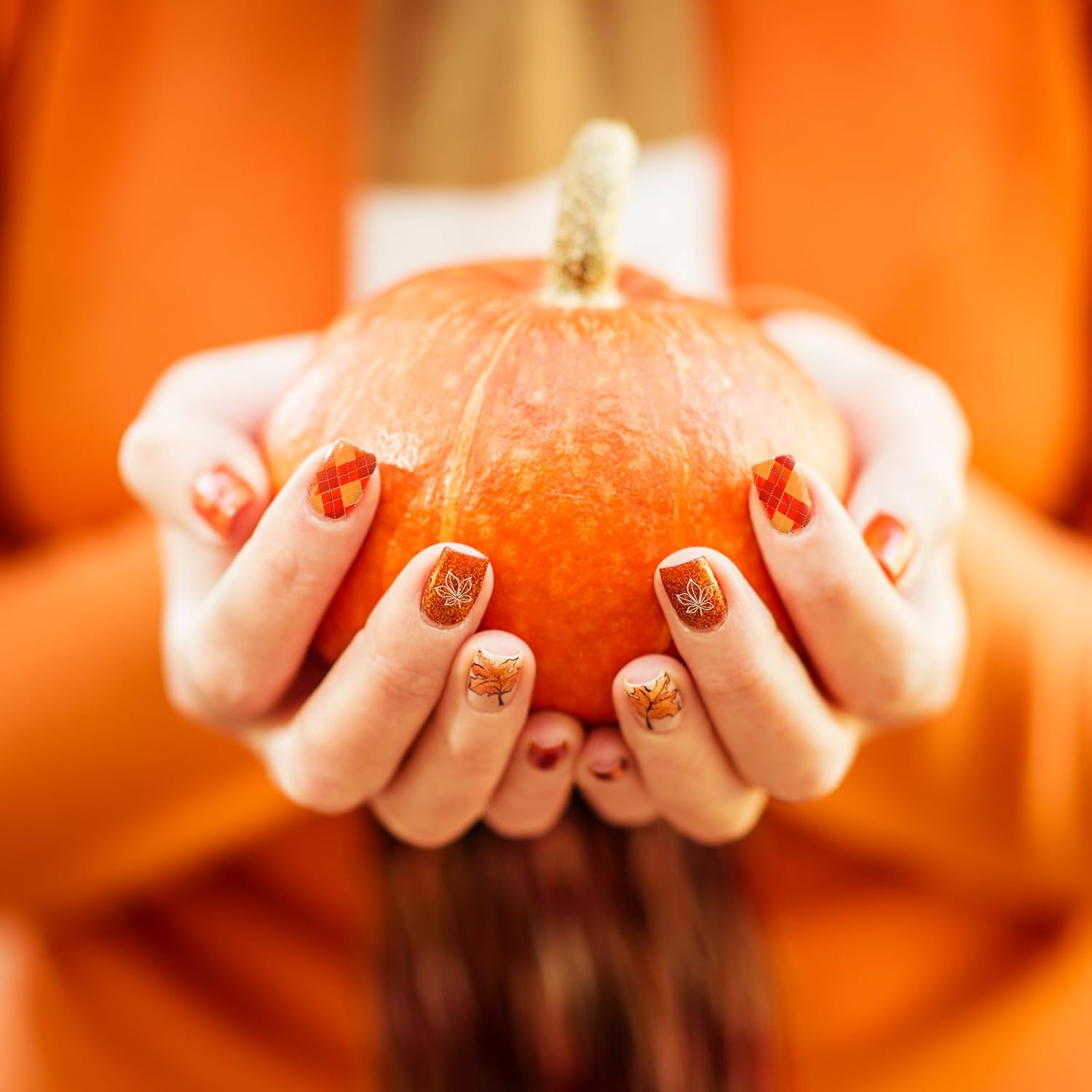 Whaline 10 Sheet Fall Nail Art Stamping Plates Kit Happy Thanksgiving Pumpkins Maple Leaf Gnome Plaid Autumn Blessings Collection Nail Art Plate for Autumn Thanksgiving Nail Art Design DIY Print-BrightBean Baby