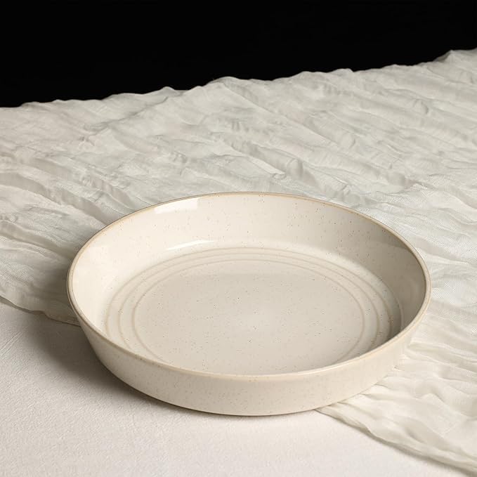 Stone Lain Claire 4-Piece Pasta Bowl Set Stoneware, Bowls, Dishwasher and Microwave Safe, Dish Set for 4, White