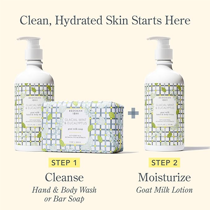 Beekman 1802 Glacial Mint & Eucalyptus Goat Milk Body Lotion - Scented - 12.5 oz - Hydrating & Deeply Moisturizing - With Shea Butter & Jojoba Seed Oil - Good for Sensitive Skin - Cruelty Free-BrightBean Baby