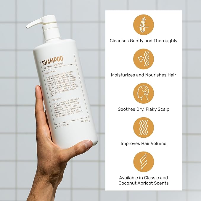 Blu Atlas Men's Natural Shampoo – Organic, Sulfate-Free, Paraben-Free – Deep Cleansing & Hydrating – Coconut Apricot Scent – Made in America – 32 oz-BrightBean Baby