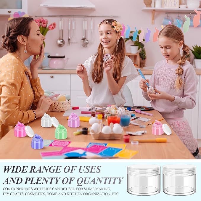 SATINIOR 24 Pieces Empty Clear Plastic Jars with Lids Round Storage Containers Wide Mouth for Beauty Product Cosmetic Cream Lotion Liquid Butter Craft and Food(Clear Lid,8 oz)-BrightBean Baby