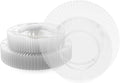 Exquisite 40 Piece Plastic Disposable Plates Set For 20 Guests I 20 X 9 Inch & 20 X 11 Inch Disposable Plastic Plates | Color: Clear | Great for Weddings Parties And Formal Occasions