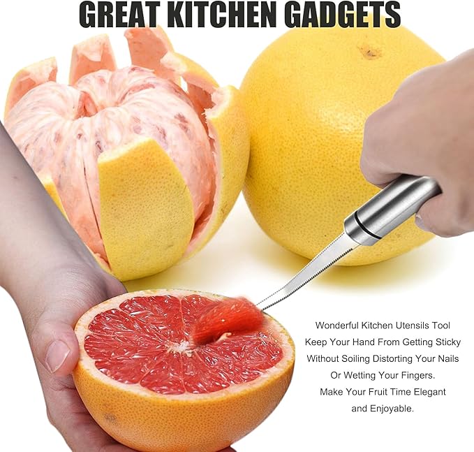 Grapefruit Spoon Serrated Edge Knife Stainless Steel Fruit Knife Grapefruit Utensils Tool Dessert Spoons for Citrus Lemon Kiwi Melon Lime Pitaya Apple Fruit Puree
