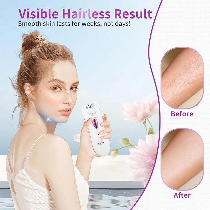 Smooth Glide Epilators Hair Removal for Women, Rechargeable Epilator, Portable Glamorous Skin Epilator for Women Face with LED Light, Hair Removal Device for Armpits/Bikini Line/Chin/Arms/Legs-BrightBean Baby