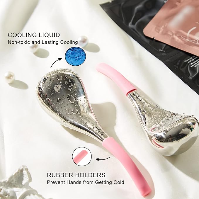 Cryo Sticks Facial Skin Care Ice Globes for Women Face Eyes, Stainless Steel Face Beauty Tools for Girls Ladies, Esthetician Supplies Cooling Spa Globes with Storage Case-BrightBean Baby