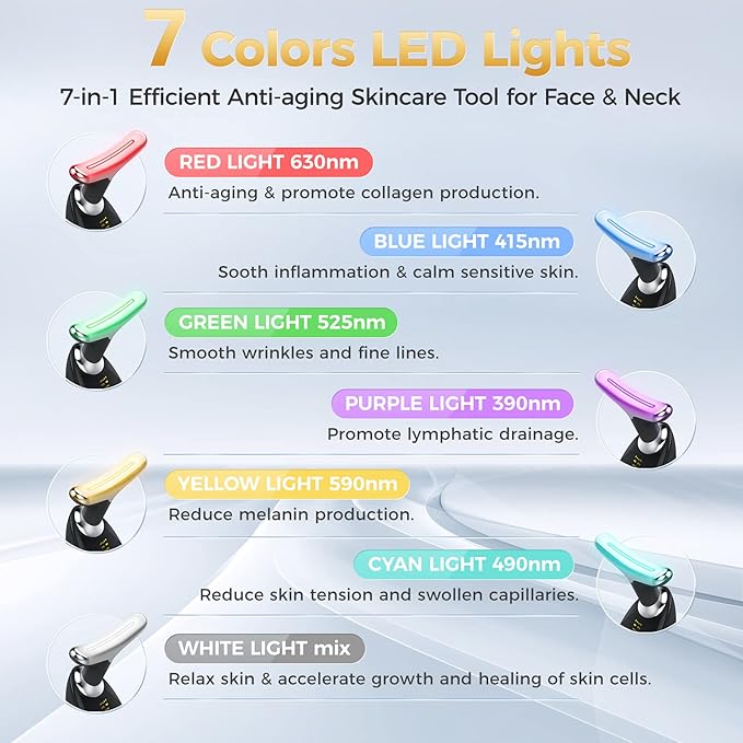 7-in-1 Deplux Face Neck Massager for Skin Care at Home, Facial Massager Glossy Black-BrightBean Baby