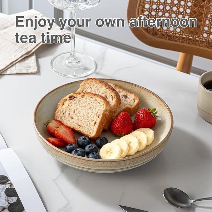 HAPPY KIT 9'' Pasta Bowls, 42oz Pasta Bowls Set of 4, Large Salad Bowl, Ceramic Serving Bowls,Double Reactive Glaze, Ideal for Housewarming, Festivals, Microwave Safe (Moss Green)