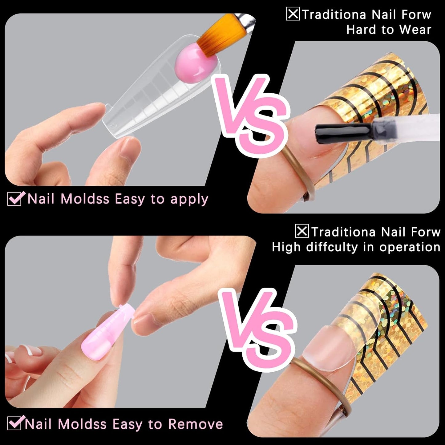 120 Pcs Poly Extension Gel Dual Nail Forms and Molds - Ballet Coffin Nail Forms Set for Gel Manicure DIY at Home-BrightBean Baby