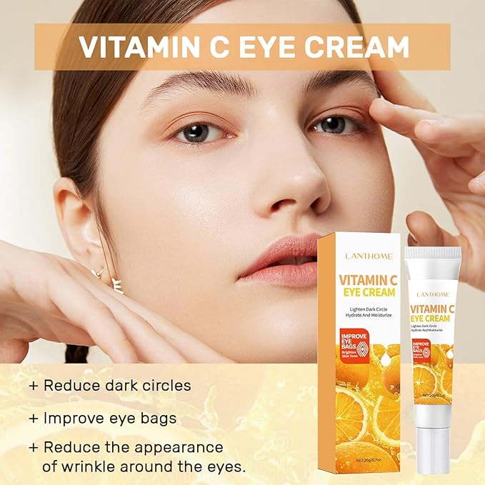 Vitamin C Eye Cream For Dark Circles, Under Eye Cream Anti Wrinkles For Reduce Puffiness And Bags Fine Lines, Wrinkles, Hydrating Eye Lifting Skin Care Anti Aging Eye Cream(0.7 FL.Oz)-BrightBean Baby
