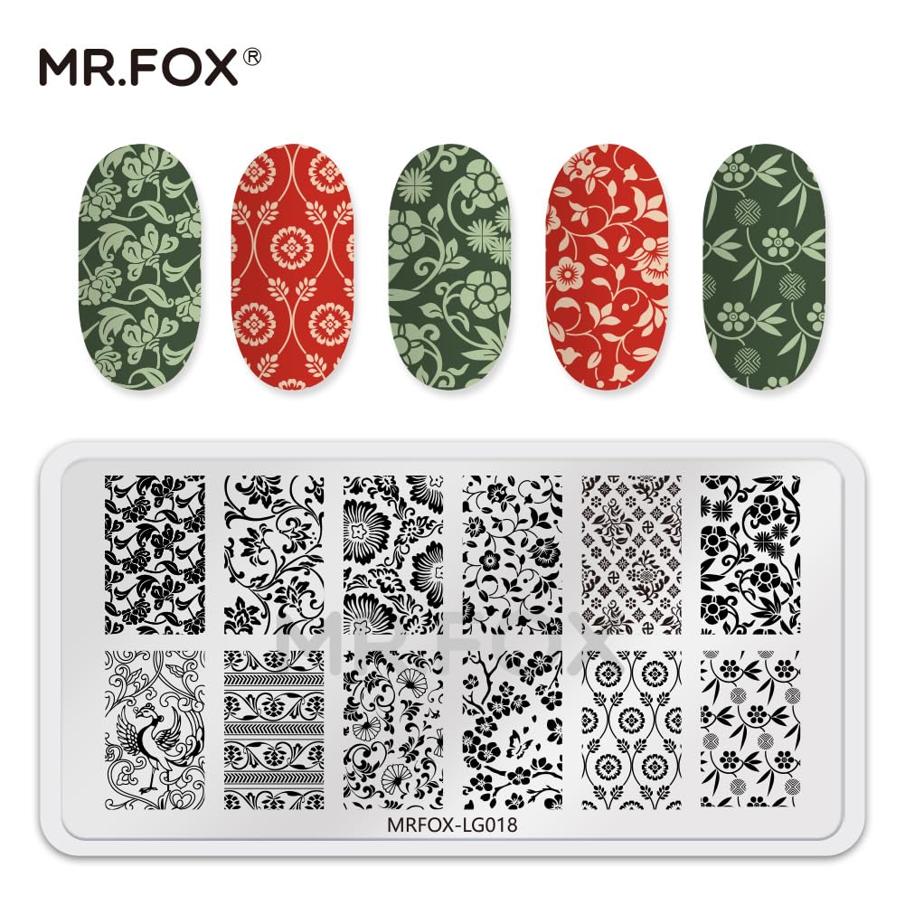 6 Pcs Nail Plates Stamping Set Dragon Patterned Chinese Traditional Decoration Style Nail Art DIY Stamping Template-BrightBean Baby
