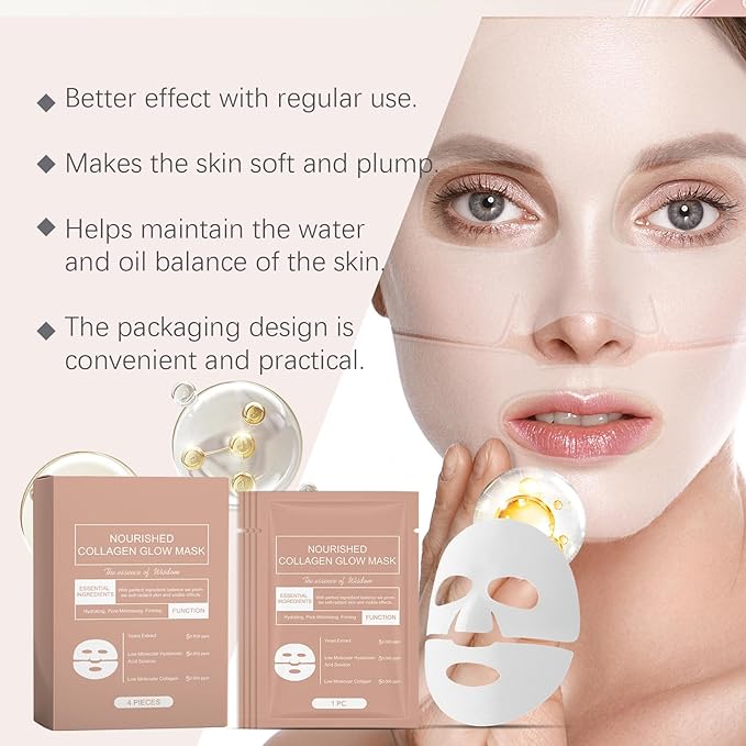 Retinol Collagen Face Mask – Korean Tightening Hydrogel Overnight Mask, Deep Moisturizing & Elasticity Boost, Long-Lasting Hydration & Brightening Skin (Collagen Face Mask)-BrightBean Baby
