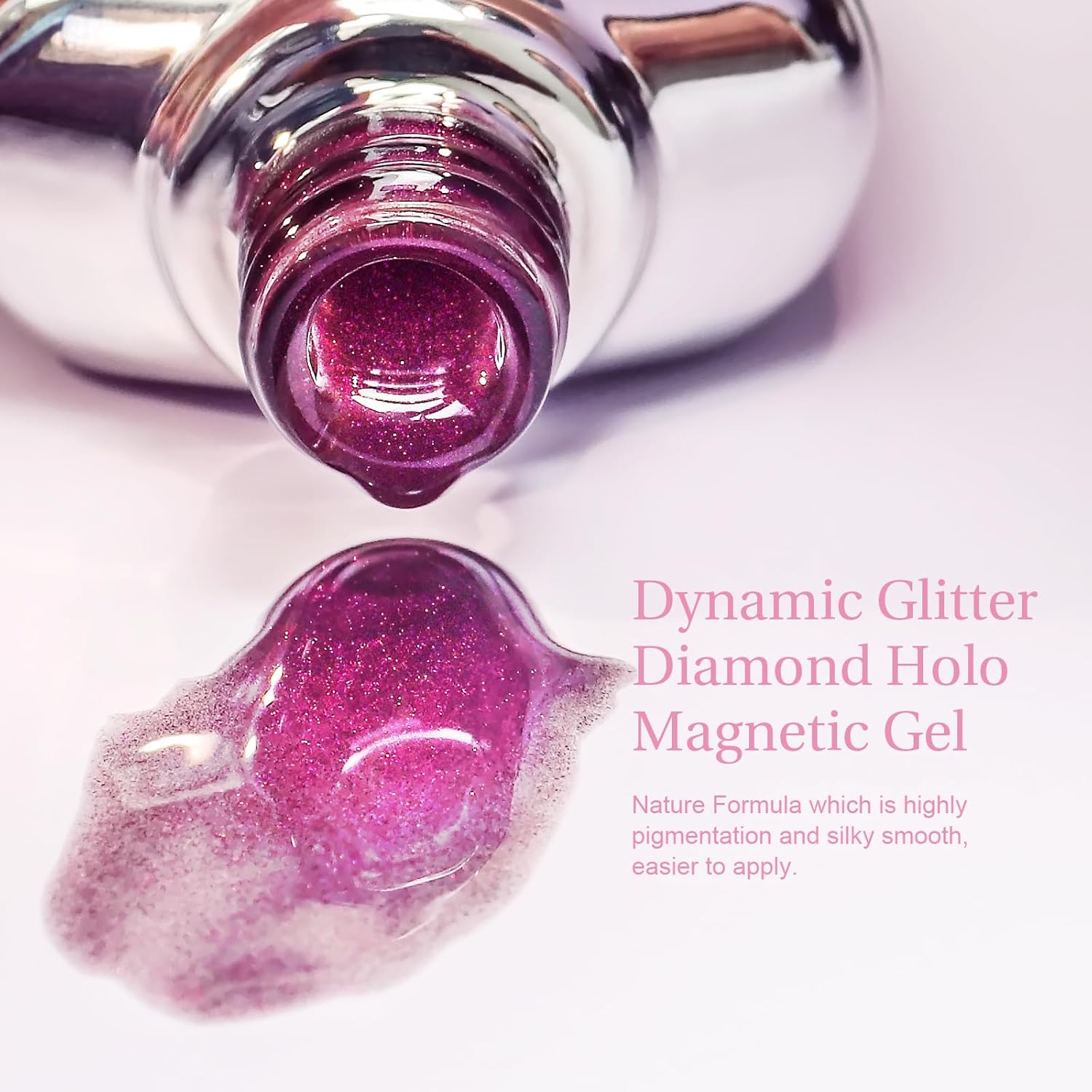 Cat Eye Gel Nail Polish with Magnet Stick, 15ml Glitter Holographic Nail Polish, Magnetic Effect Gel for Home DIY Manicure Gift, Exotic Berry-BrightBean Baby