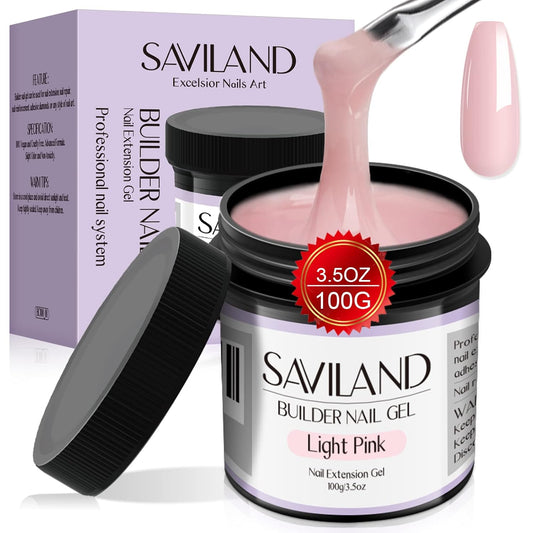 SAVILAND 100 G Builder Nail Gel - 3.5 oz Light Pink Hard Gel for Extension Nail Art Manicure Starter for Professional Nails Salon Home DIY-BrightBean Baby