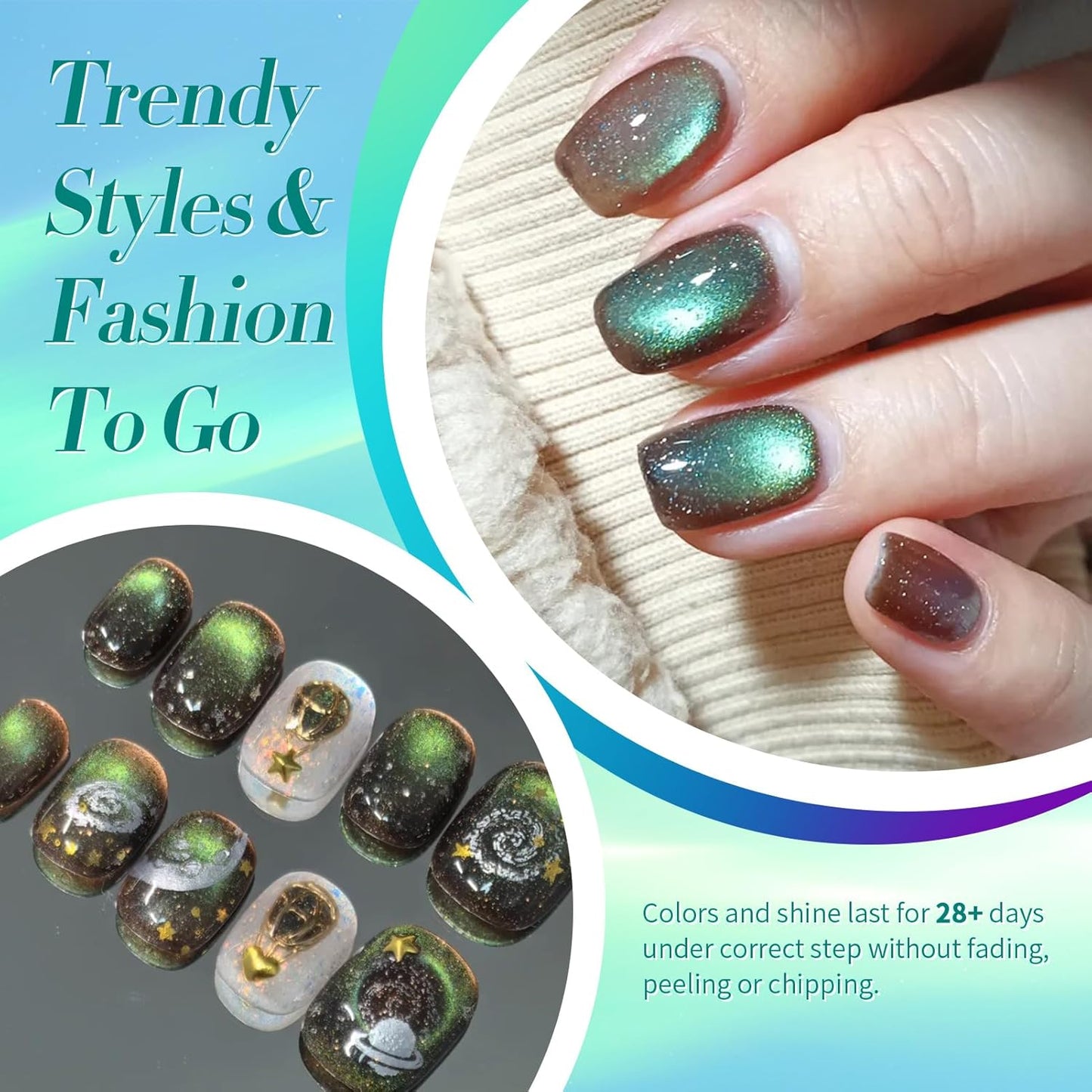 Born Pretty Cat Magnetic Eye Gel Nail Polish,Brown Green Magnetic Gel Polish Shimmer Magnetic Eye Gel Manicure Nail Art DIY 15ml-BrightBean Baby