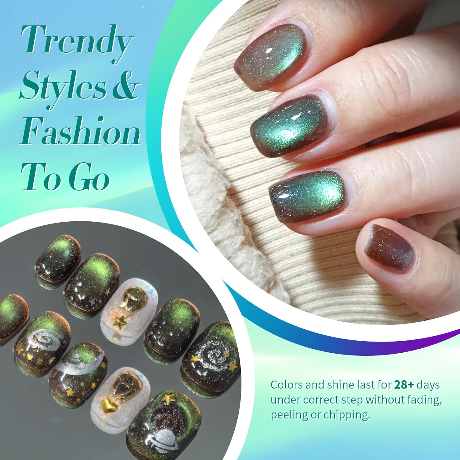 Born Pretty Cat Magnetic Eye Gel Nail Polish,Brown Green Magnetic Gel Polish Shimmer Magnetic Eye Gel Manicure Nail Art DIY 15ml-BrightBean Baby