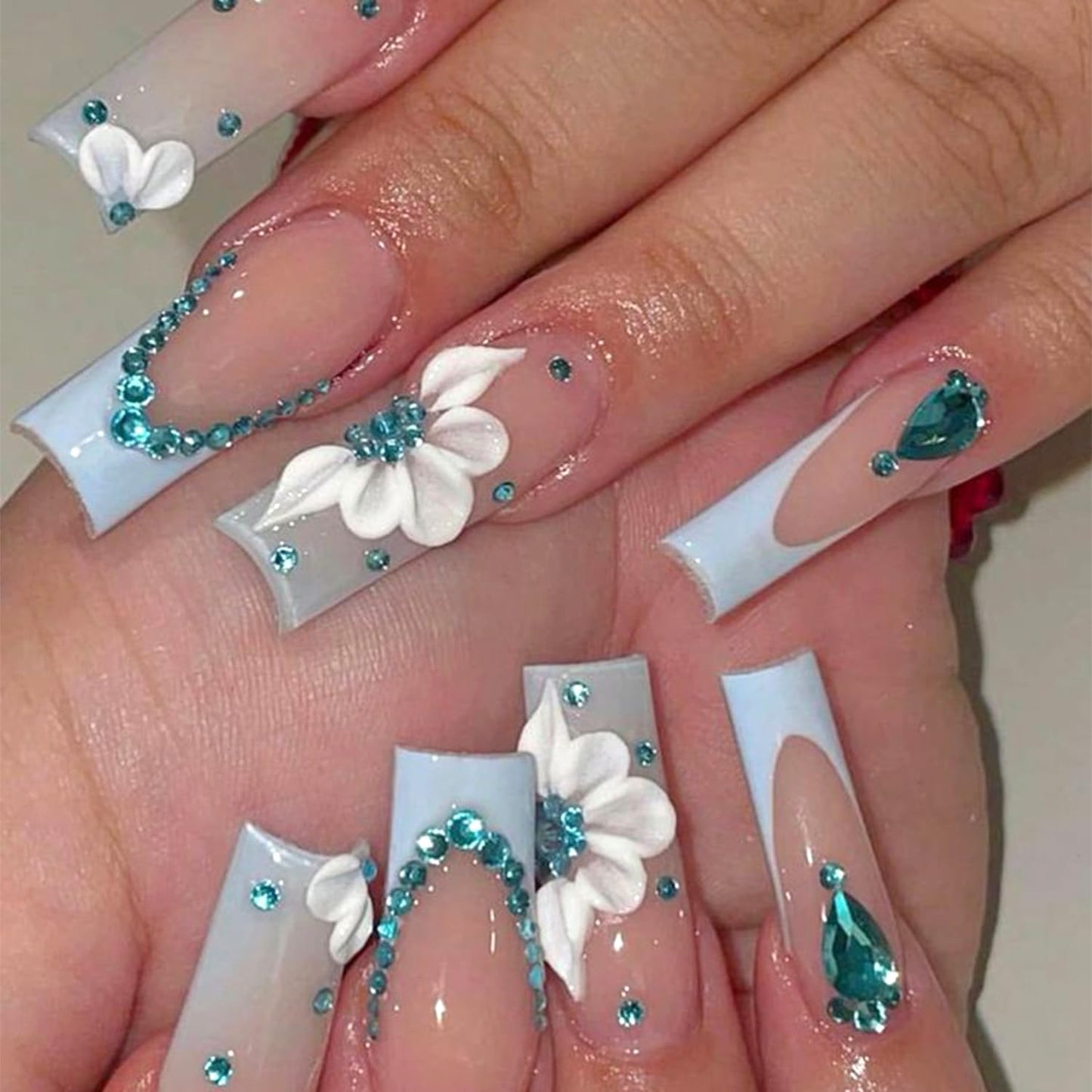 HNUIX Nail Rhinestones - 3D Multi Shape Size Crystal, Aquamarine Nail Gems, Flat Back, with Kit, for Nail Art, DIY Decorations-BrightBean Baby